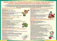Таблица "Правила безопасности на уроках труда для девочек" (100х140 сантиметров, винил) - fgospostavki.ru - Артёмовский