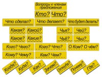 Набор магнитных карточек "Вопросы к членам предложения" (фон жёлтый) - fgospostavki.ru - Артёмовский