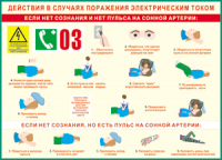 Таблица "Действия в случае поражения электрическим током" (100х140 сантиметров, винил) - fgospostavki.ru - Артёмовский