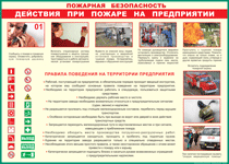 Таблица "Действия при пожаре на предприятии" (100х140 сантиметров, винил) - fgospostavki.ru - Артёмовский