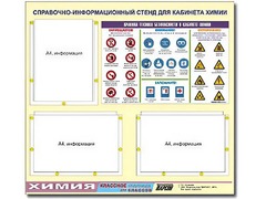 Стенд информационный "Правила техники безопасности в кабинете химии" (75х70, 3 кармана) - fgospostavki.ru - Артёмовский