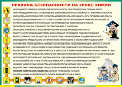 Таблица "Правила безопасности на уроке химии" (100х140 сантиметров, винил) - fgospostavki.ru - Артёмовский