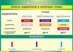 Таблица "Окраска индикаторов в различных средах" (100х140 сантиметров, винил) - fgospostavki.ru - Артёмовский