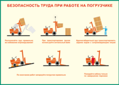 Таблица "Безопасность труда при работе на погрузчике" (100х140 сантиметров, винил) - fgospostavki.ru - Артёмовский