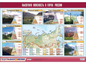 Таблица демонстрационная "Высотная поясность в горах России" (винил 70*100) - fgospostavki.ru - Артёмовский