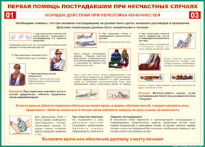 Таблица "Порядок действий при переломах конечностей" (100х140 сантиметров, винил) - fgospostavki.ru - Артёмовский
