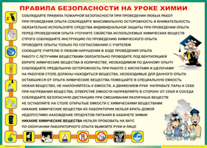 Таблица "Правила безопасности на уроке химии" (100х140 сантиметров, винил) - fgospostavki.ru - Артёмовский