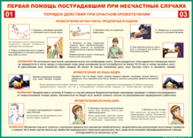 Таблица "Порядок действий при опасном кровотечении" (100х140 сантиметров, винил) - fgospostavki.ru - Артёмовский