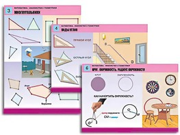 Комплект таблиц "Математика. Знакомство с геометрией" (6 таблиц, формат А1, ламинированные) - fgospostavki.ru - Артёмовский