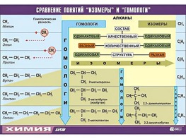 Таблица демонстрационная "Сравнение понятий изомер и гомолог" (винил 100x140) - fgospostavki.ru - Артёмовский