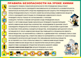 Таблица "Правила безопасности на уроке химии" (100х140 сантиметров, винил) - fgospostavki.ru - Артёмовский